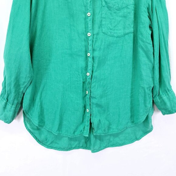 Maeve by Anthropologie Pure Linen Cate Button Down Shirt Solid Green Size Medium - Picture 4 of 14